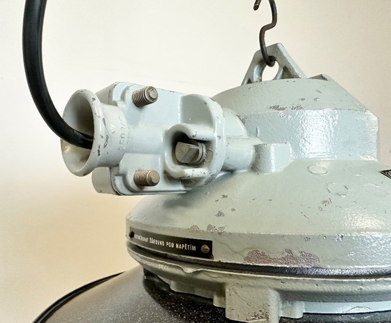 Image 1 of Grey Cast Aluminium Explosion Proof Lamp with Enameled Shade, 1970s