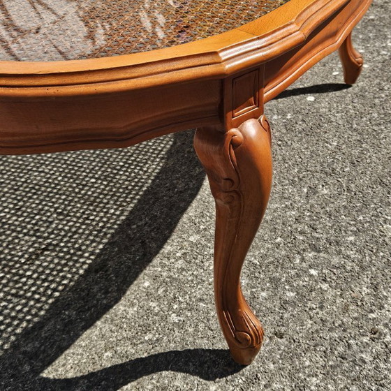 Image 1 of Big Oval Cane Glas Coffee Table From The 70s
