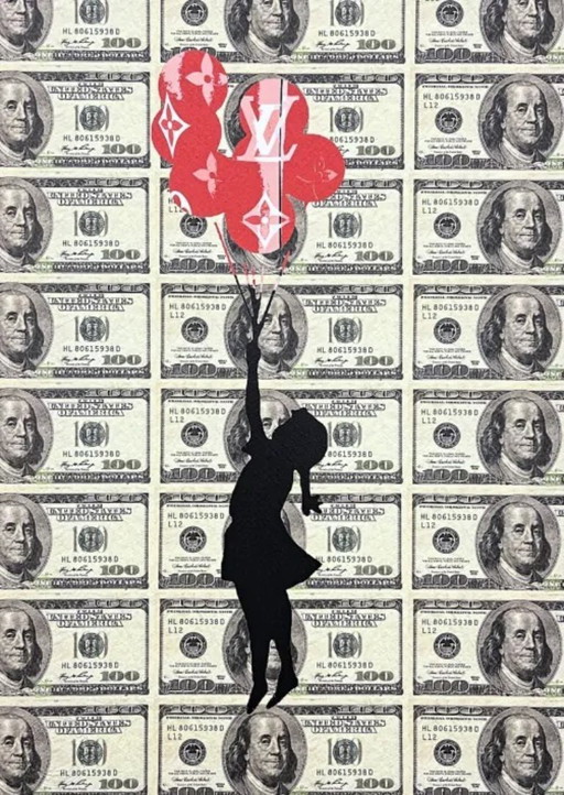 Death Nyc - Banksy Flying Balloon Girl, Louis Vuitton e Dollaro - Edizione limitata con certificato