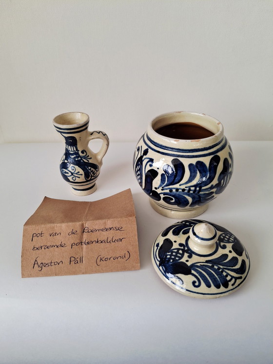 Image 1 of Ambachtelijk Korond Aardewerk Set (2 stuks) | Transsylvanische Volkskunst | Handgeschilderd