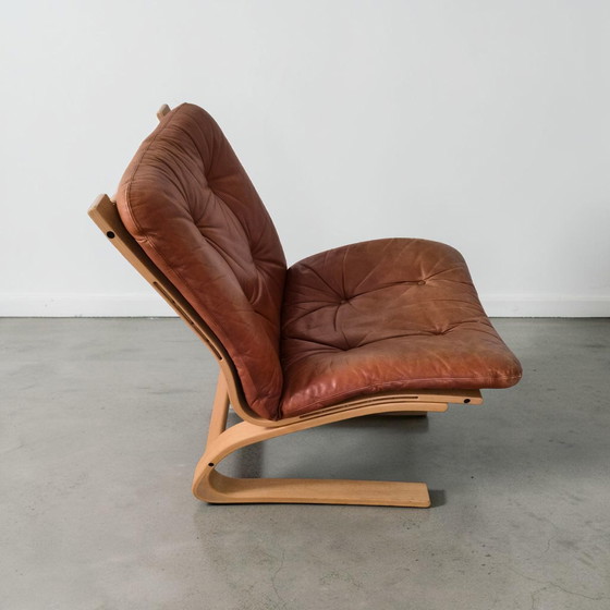 Image 1 of 3x Fauteuils Siesta en cuir design milieu du siècle, style cantilever, Sigmar Relling, Westnofa, années 1970