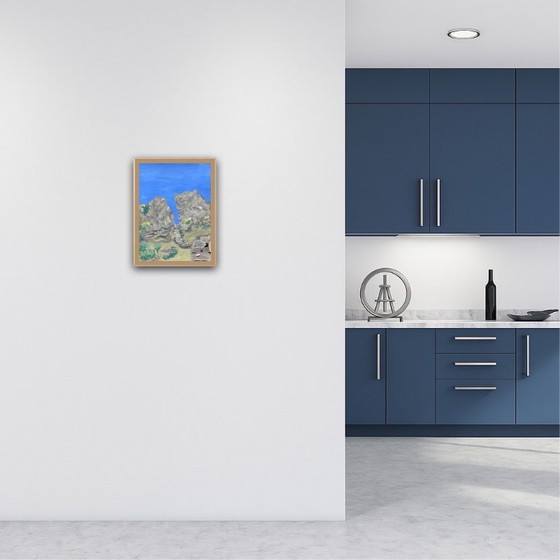 Image 1 of Gouache op natuurlijk papier.  Bocca d'Usciolu - Corsica Formaat 40x30cm