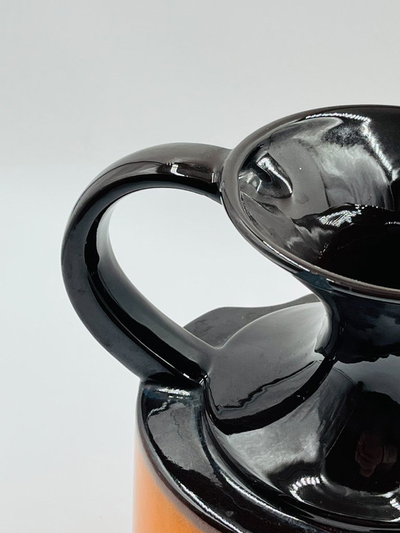 Image 1 of Modernist ceramic vase, orange, relief cabochons, 1970s