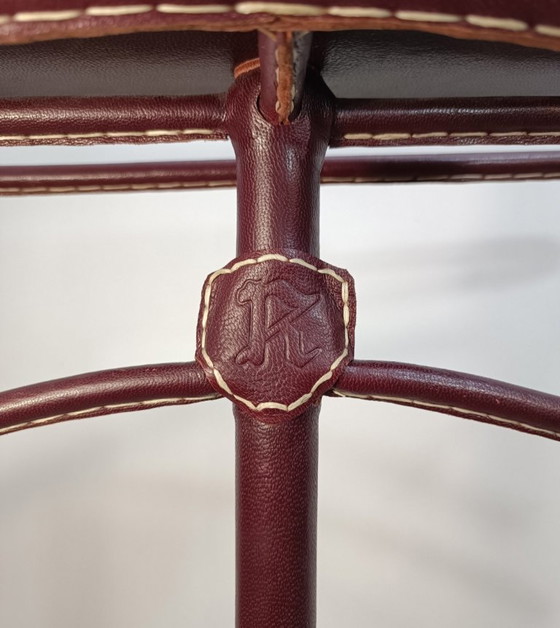 Image 1 of Cavalletto da cameriere rivestito in pelle, opera di Jacques Adnet, 1950.