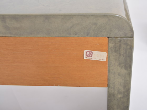 Image 1 of Mid-Century Modern Bedside Tables Made of Lacquered Goat Skin by Aldo Tura