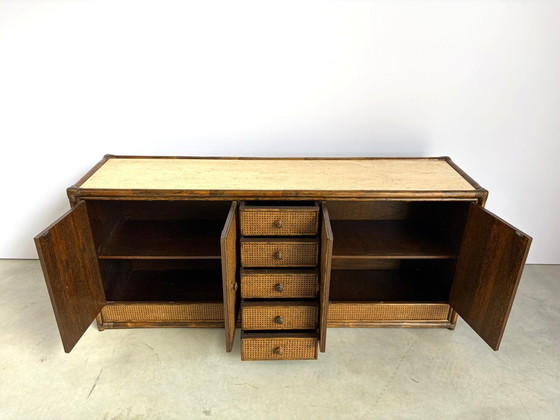 Vintage Rattan And Travertine Sideboard, 1960s – Dressoirs, Wood (photo 7 of 12)