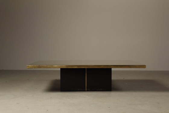 Image 1 of Mesa de centro de latón grabado de Christian Heckscher, Bélgica, década de 1970.