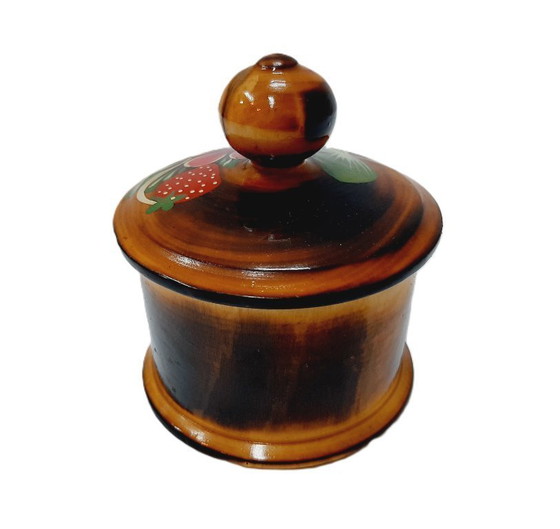 Image 1 of Scatola di legno vintage dipinta a mano con coperchio