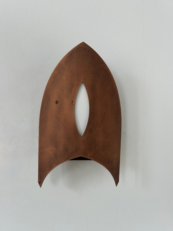 Image 1 of Pair of vintage wall sconces in matte copper, France, 1970