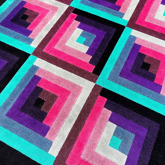 Image 1 of Großer geometrischer Wollteppich von Missoni, 1980er Jahre