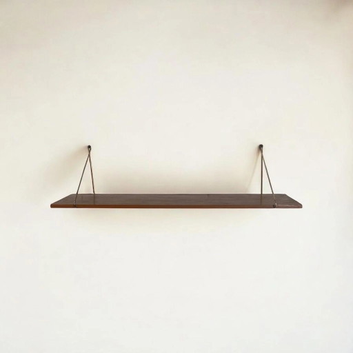 Étagère murale String vintage en bois avec supports métalliques | Style Mid-Century | Étagère ouverte | Design scandinave