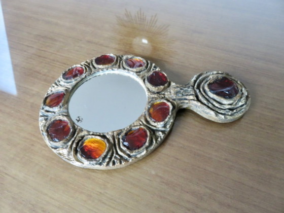 Image 1 of Espejo de Murano, Italia, Creaciones Gobesso, cristal de Murano y resina dorada, circa 1960