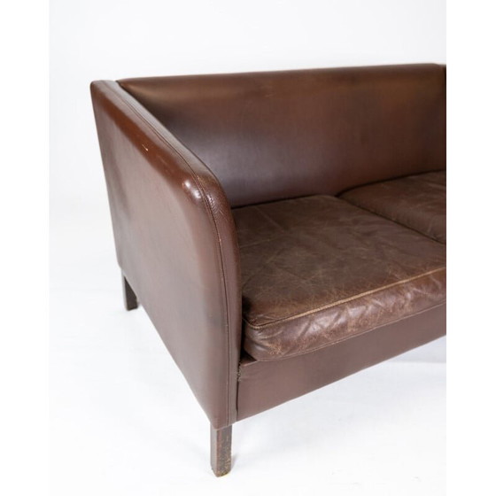 Image 1 of Vintage dark brown leather upholstered 2-seater sofa by Stouby Furniture, Denmark 1960