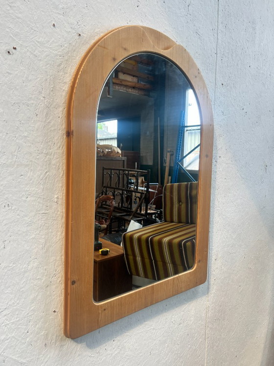 Image 1 of Vintage Large Pine Wood Mirror, Sweden 1970s