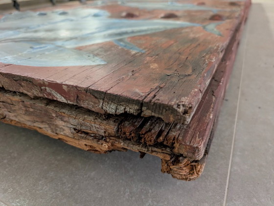 19e-eeuwse Spaanse boerderijdeur met geschilderd tonijn-zeemuurwerk – Wanddecoratie, Wood (photo 13 of 20)