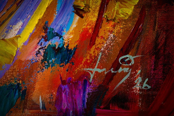 Image 1 of Unique hand-painted Buddha painting “Eternal Calm” – Seksak Jaichumchen – 80×100 cm