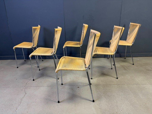 Sillas vintage 'Scoubidou', juego de 6 - década de 1960 – eetkamerstoelen, Metal, Plastic (photo 2 of 9)