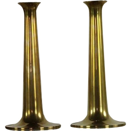 Image 1 of Pair of vintage brass candle holders by Hans Bølling for Torben Orskov, Denmark