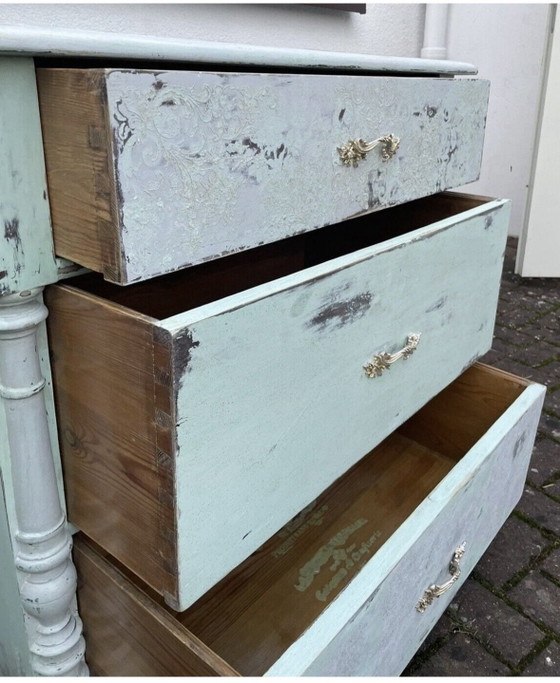 Shabby-Chic Chest of Drawers Mint Green, French Vintage Style, Unique Piece, Wood (photo 2 of 7)