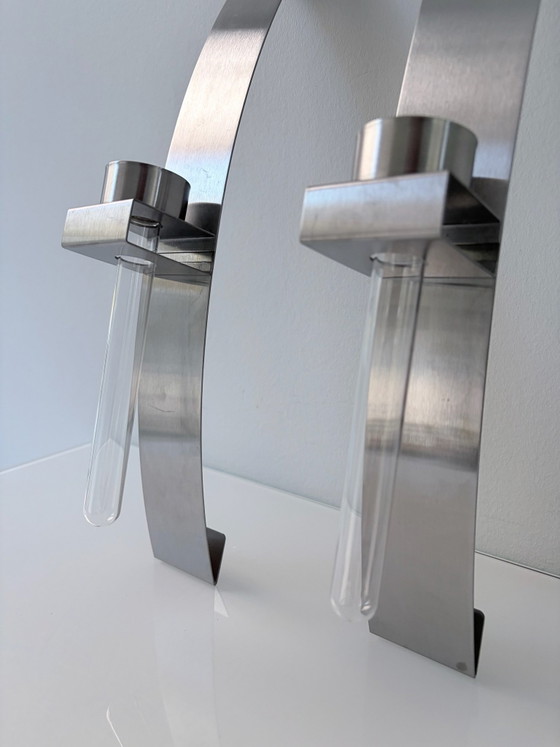 Set di 2 candelieri da parete / vasi da parete in acciaio inossidabile design – Decorazioni murali, rvs (photo 7 of 15)