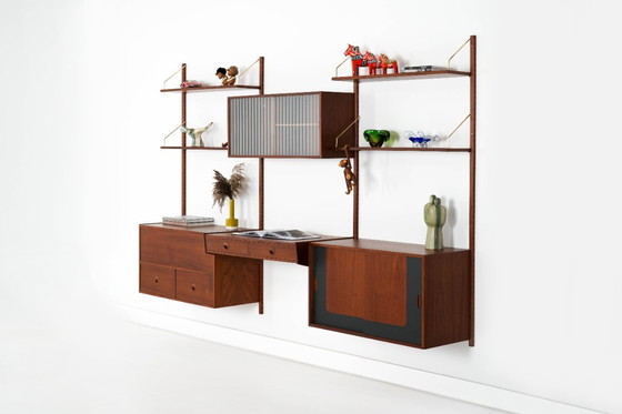 Image 1 of Teak modular shelving unit, Danish design, 1960s, manufactured by Hansen & Guldborg