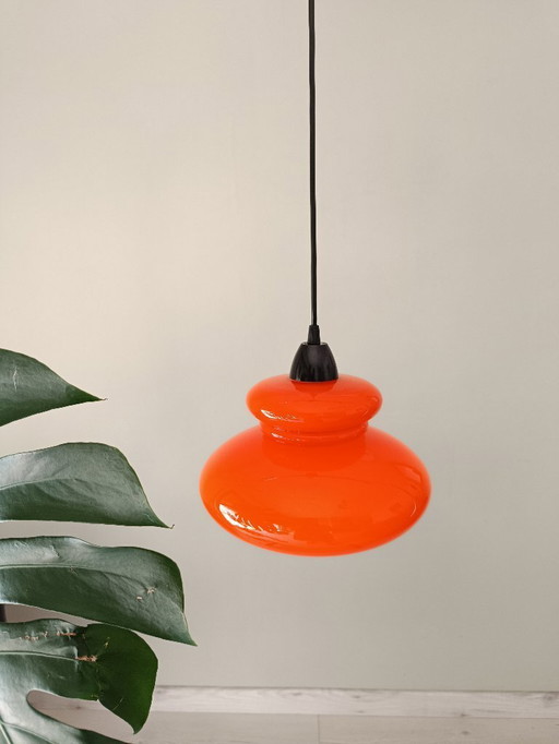 70s orange opaline chandelier