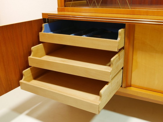 Image 1 of Buffet haut vintage avec grande vitrine, meuble de salon, années 1960, Allemagne