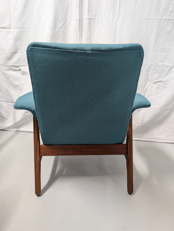 Image 1 of Unique vintage fifties design armchair, turquoise