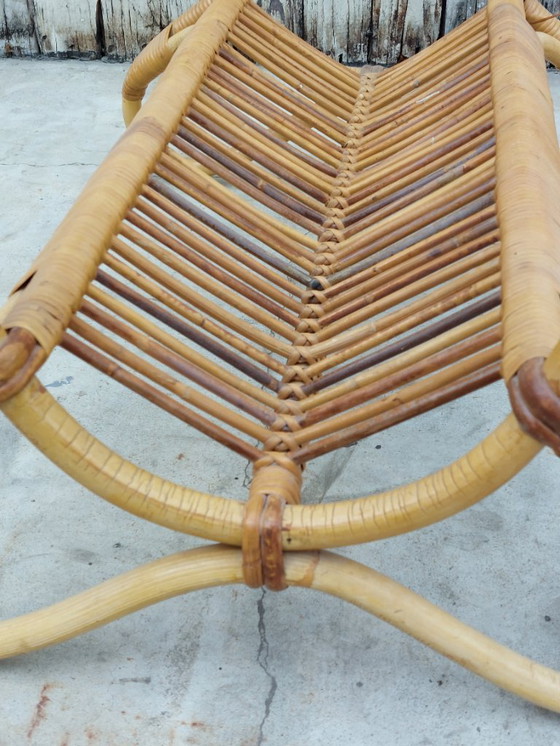 Image 1 of Set of vintage armchair and table in rattan by Rohe Noordwolde, 1960s