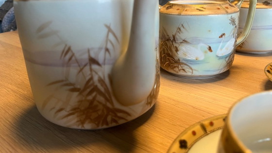 Servizio da tè giapponese in porcellana, Hand Painted Nippon - Inizio XX secolo, Stoviglie, Crema (foto 12 di 16)