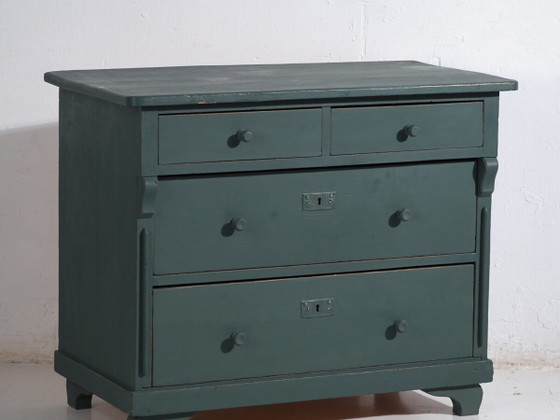 Commode ancienne en pin peint – Commode verte rustique européenne – circa 1900 #4 (photo 2 of 40)