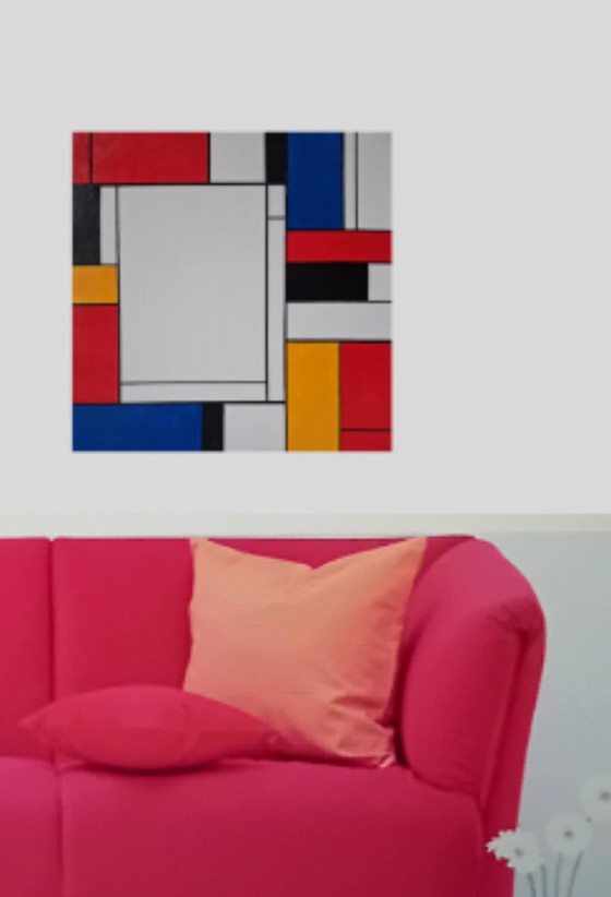 Abstrakte Malerei im Stil von Mondrian – Gemälde & Zeichnungen, Cotton (photo 6 of 8)
