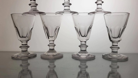 9 Wein Gläser im Caton / Baccarat Stil aus dem 19. Jahrhundert – Gläser & Karaffe, Crystal, Glass (photo 6 of 6)