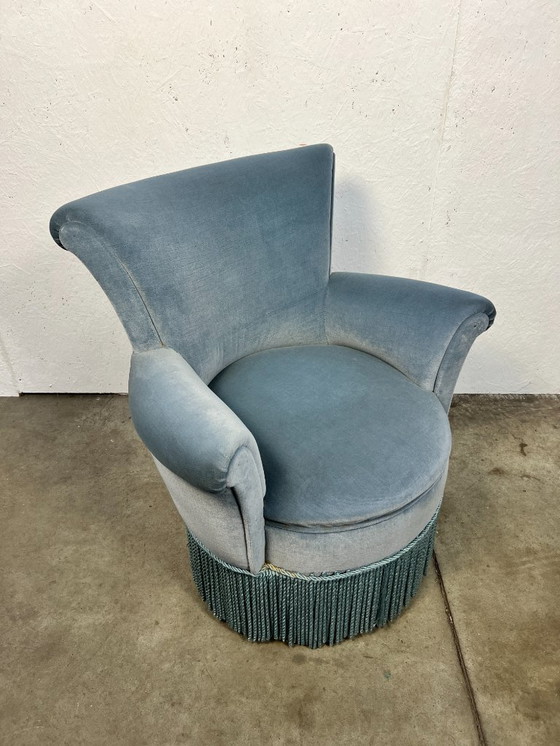Image 1 of Poltrona da cocktail vintage, Francia anni '60, velluto blu