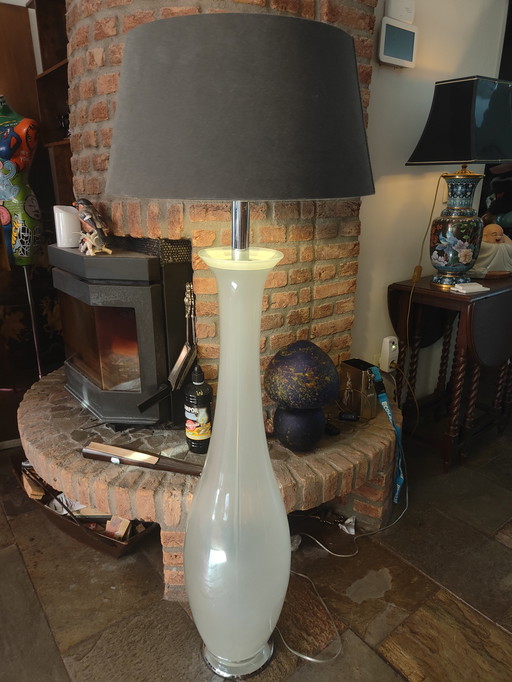 Lampadaire vintage Zijlstra en verre et métal chromé