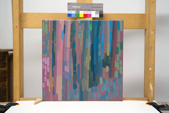 Image 1 of Painting "Forest Light 2", hand-painted unique piece, nature, landscape painting, acrylic painting 40x40cm