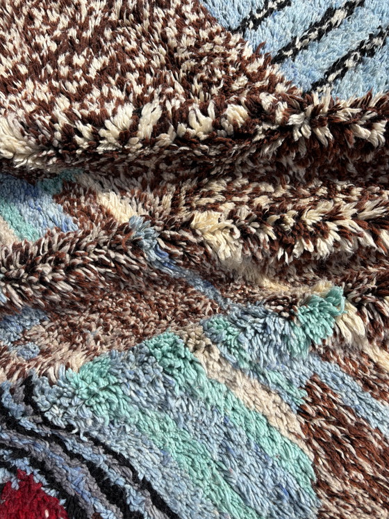 Image 1 of Tapis marocain coloré en laine Mrirt 160x240 cm - Tapis à poils longs abstrait bleu