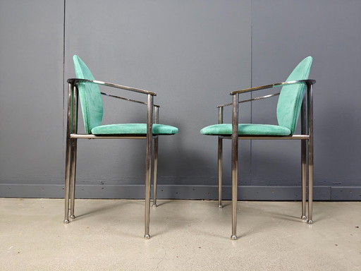 Vintage dining chairs by Belgo chrom, set of 6 - 1980s 