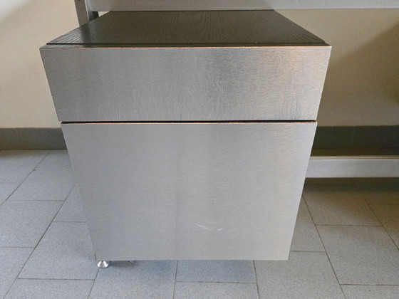 Image 1 of Vintage 1970s desk by Etienne Fermigier for JFR, stainless steel & aluminum, 70s space age