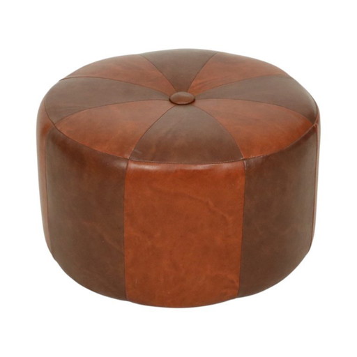 Vintage Pouf, zweifarbig, Skai-Kunstleder