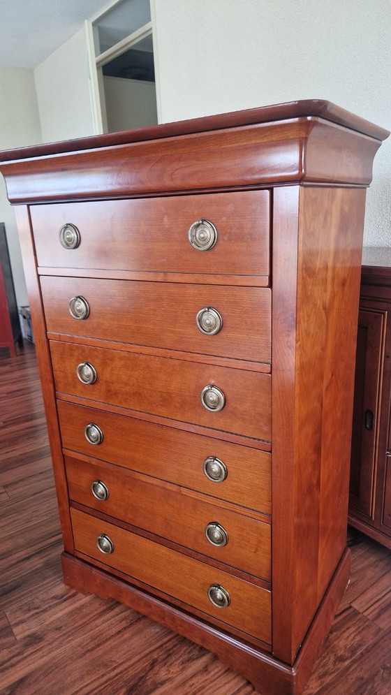 Cassettiera in legno con sei cassetti, Cassettiere, Ottone, Marrone, Klassiek (foto 3 di 11)
