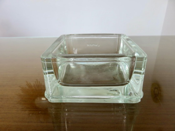 Image 1 of Glass pavé, ashtray, signed lumax, 4 available, Le Corbusier, Perriand, Adnet, 50's