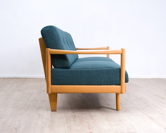 Image 1 of Sofá/diván "Stella" de los años 60, una pieza rara fabricada en madera maciza de haya por Walter Knoll.