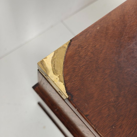 Image 1 of English campaign-style writing desk, late 20th century