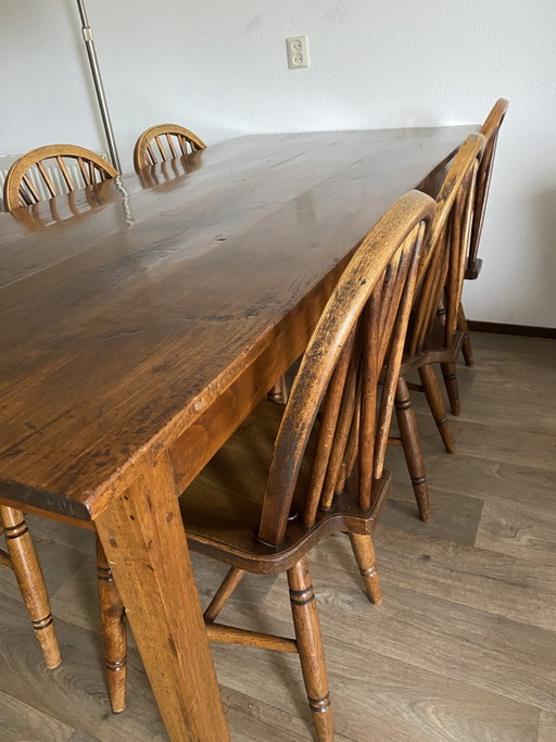 Tavolo da pranzo con 6 sedie Windsor antiche – eetkamerset, Wood (photo 2 of 5)