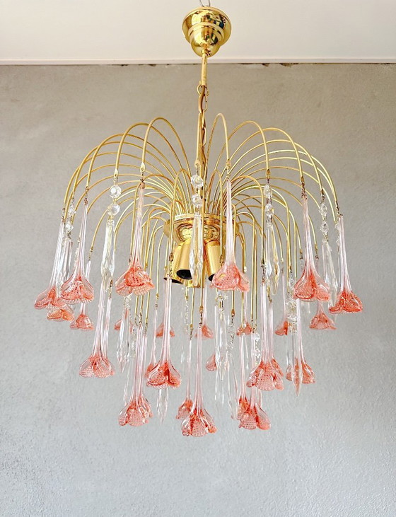 Image 1 of Vintage pink flower chandelier