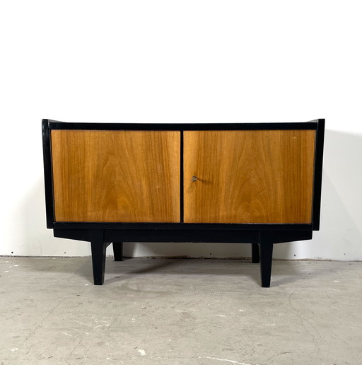 Vintage audio furniture, walnut high gloss