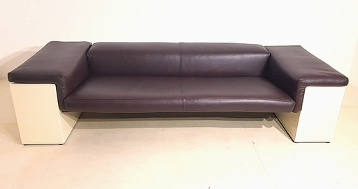 Canapé Brigadier en cuir brun par Cini Boeri pour Knoll