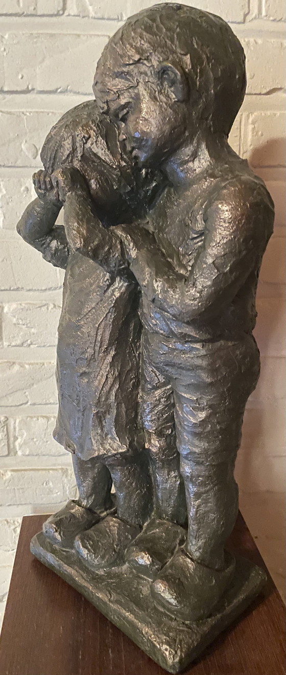 Einzigartige XL-Skulptur „Comfort“ – Geert & Roel Kunen (62cm) inkl. Holzsockel – Bildhauerei, Bronze, Wood (photo 3 of 9)