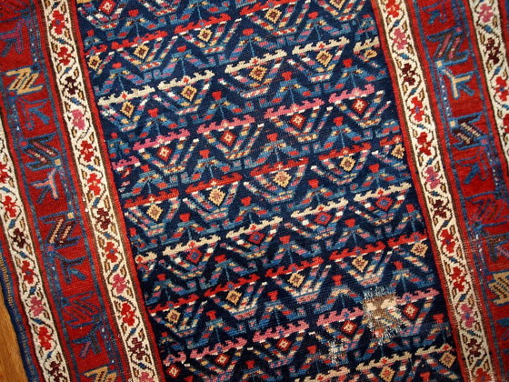 Image 1 of Handmade antique Persian Kurdish distressed runner 3.4' x 12.3' (103cm x 375cm) 1900s - 1B442